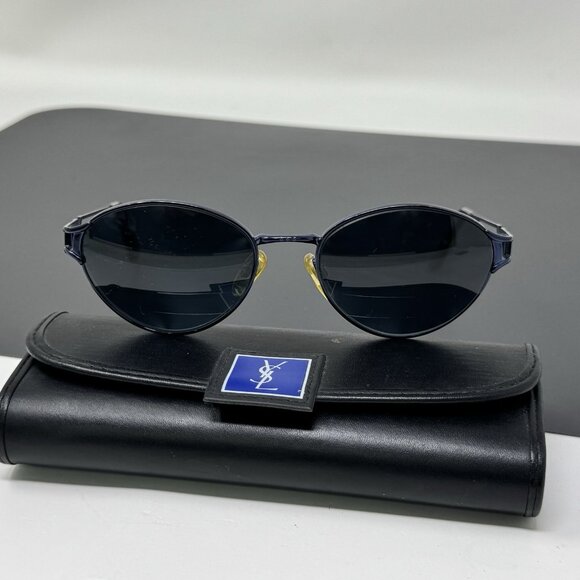 Vintage Yves Saint Laurent Eyeglasses Frame 4135 Y 388 Metallic Blue 53 [] 18 13 - Picture 3 of 14